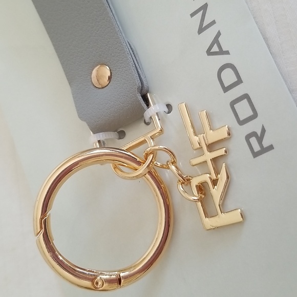 New Gold Grey Leather Strap Keychain - Picture 2 of 3